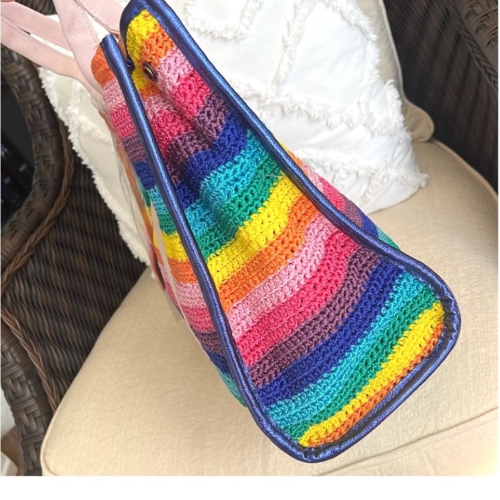 KURT GEIGER Southbank crochet rainbow large tote - Picture 9 of 16